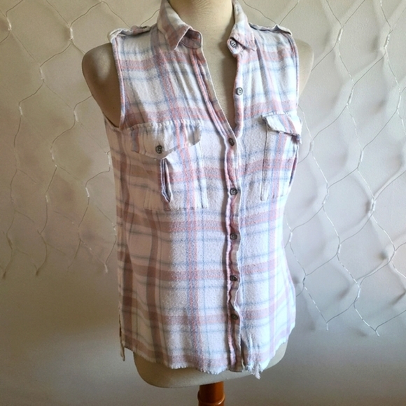 True Religion Button Down Shirt / Sleeveless / Plaid / SP - Picture 1 of 6